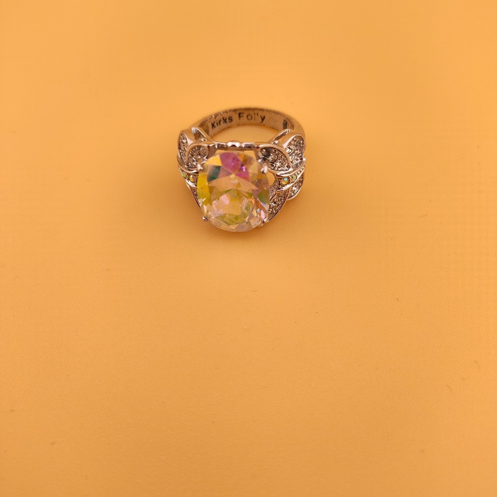 Kirks Folly ring butterfly costume glamorous shiny Kaleidoscope oval iridescent